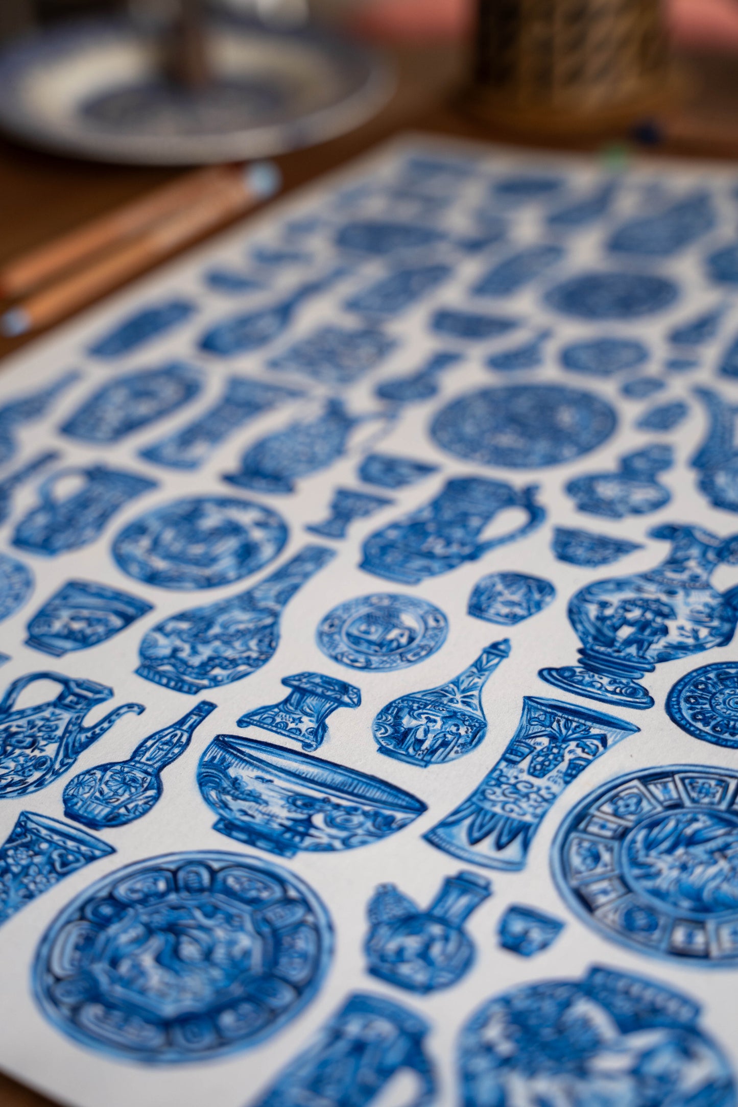 Asian Blue - Original A3 Drawing