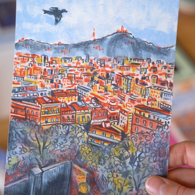 Barcelona Travel Postcard Drawing Workshop - 90 minute pre-recorded