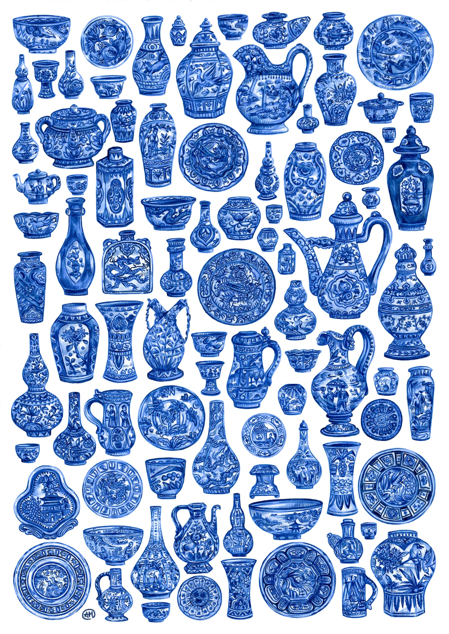 Asian Blue - Original A3 Drawing