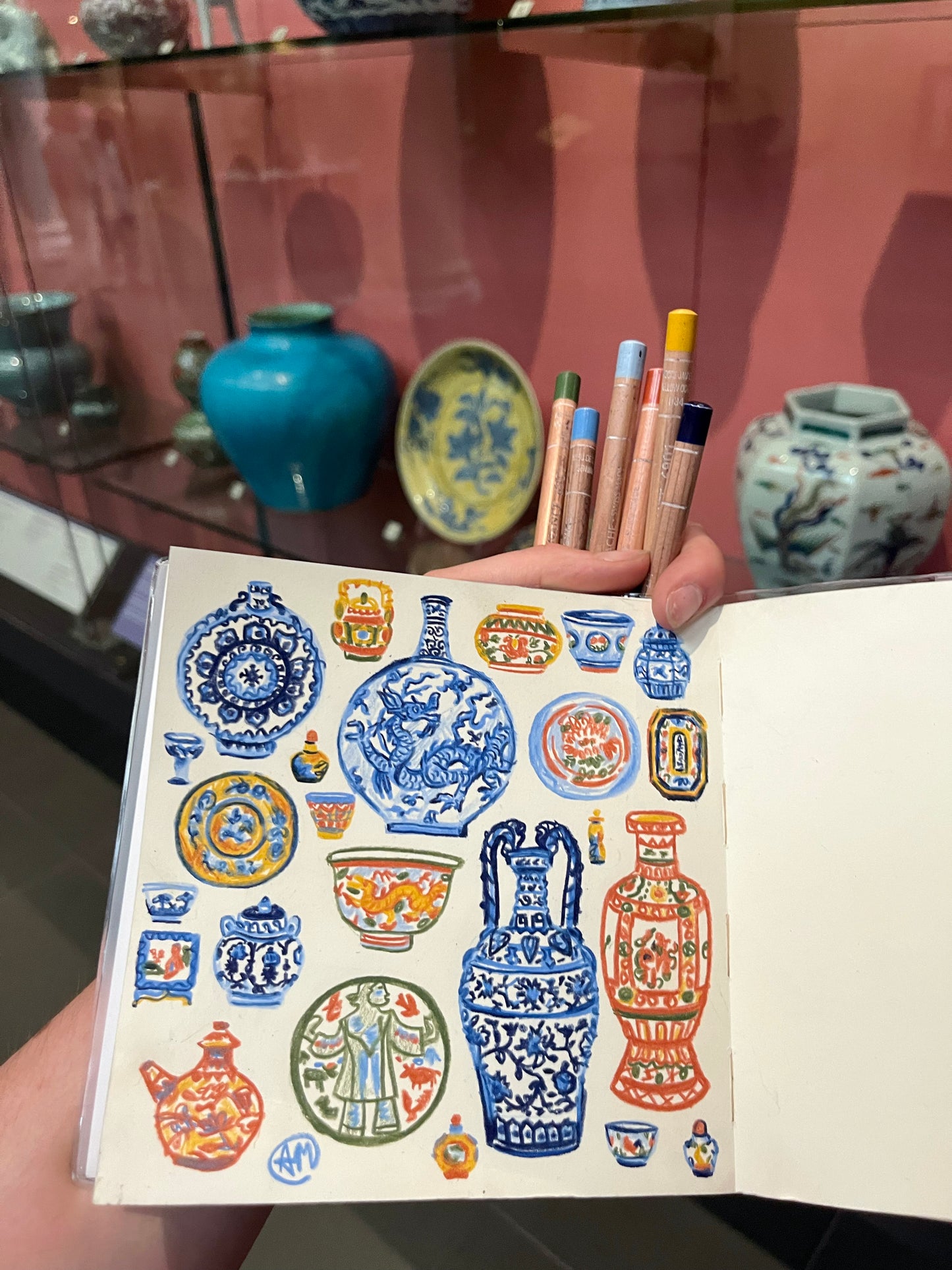 Chinese Ceramics - Original Sketchbook Drawing