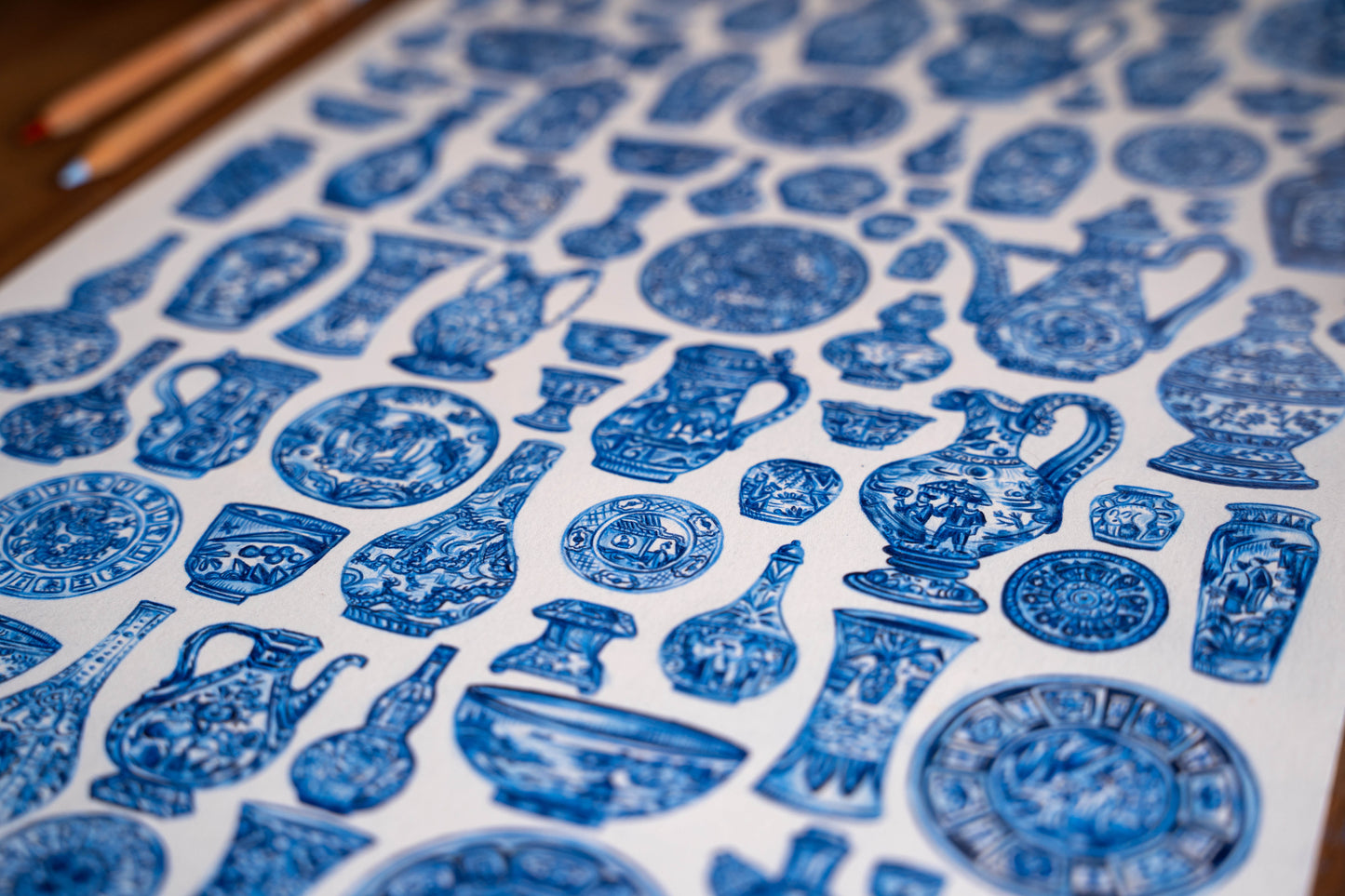 Asian Blue - Original A3 Drawing