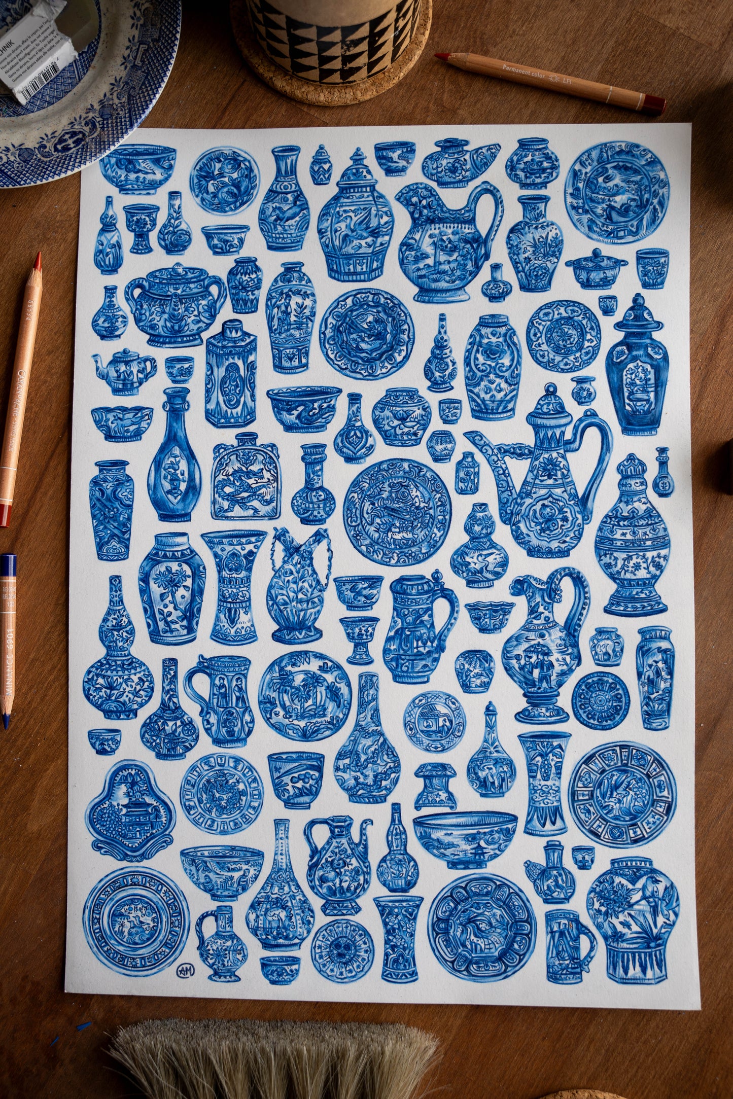 Asian Blue - Original A3 Drawing